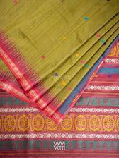 Mehendi Green Magenta  Airavata Konark Double Palla Handspun Tussar Silk Saree