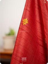 Watermalon Red Dahlia Phool Handspun Tussar Silk Dupatta