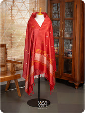 Watermalon Red Dahlia Phool Handspun Tussar Silk Dupatta