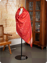 Watermalon Red Dahlia Phool Handspun Tussar Silk Dupatta