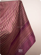 Wine Pink Natural Stripe Rekha Handspun Tussar Silk Dupatta
