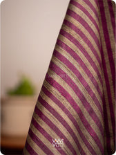 Wine Pink Natural Stripe Rekha Handspun Tussar Silk Dupatta
