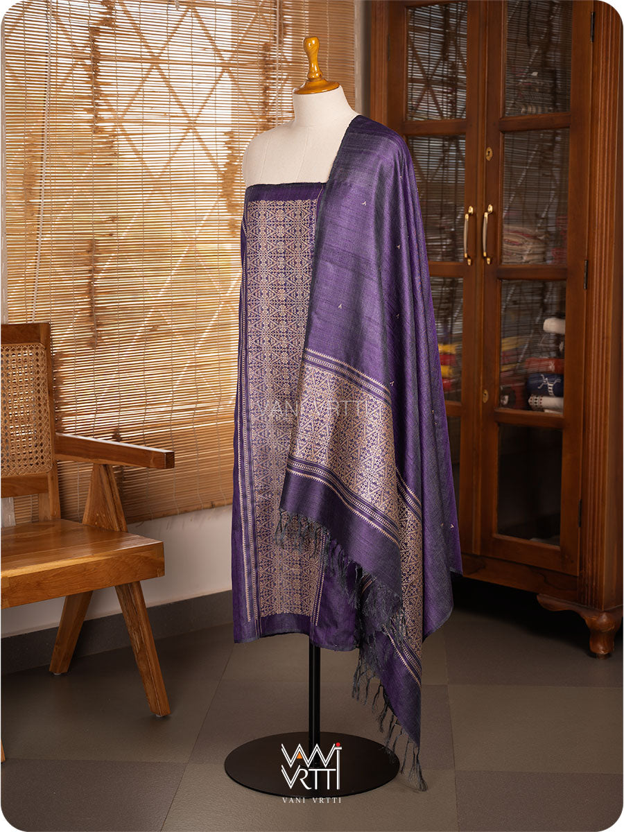 Deep Violet Madhumalati Handspun Tussar Silk Dupatta
