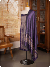 Deep Violet Small Madhumalati Handspun Tussar Silk Dupatta