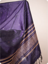 Deep Violet Small Madhumalati Handspun Tussar Silk Dupatta