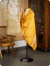 Mango Yellow Dahlia Phool Handspun Tussar Silk Dupatta