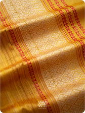 Mango Yellow Dahlia Phool Handspun Tussar Silk Dupatta