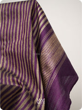 Violet Natural Stripe Rekha Handspun Tussar Silk Dupatta