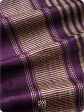 Violet Natural Stripe Rekha Handspun Tussar Silk Dupatta