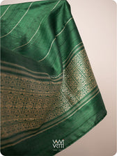 Green Madhumalati Handspun Tussar Silk Dupatta