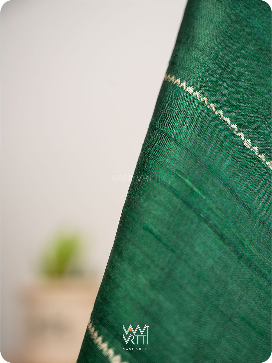 Green Madhumalati Handspun Tussar Silk Dupatta