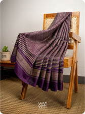 Violet Natural Stripe Rekha Handspun Tussar Silk Dupatta