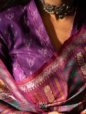 Purple Lotus Bud Collared Cotton Ikat Blouse