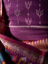 Purple Lotus Bud Collared Cotton Ikat Blouse