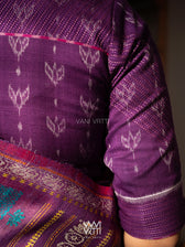 Purple Lotus Bud Collared Cotton Ikat Blouse