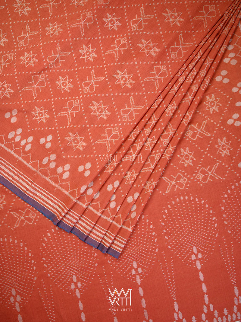 Manjistha Red Revival Jotai Natural Dyed Cotton Ikat Saree