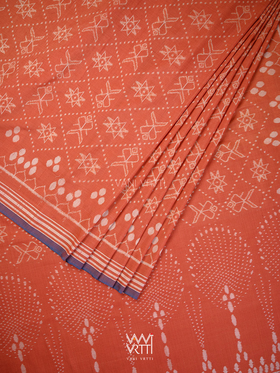 Manjistha Red Revival Jotai Natural Dyed Cotton Ikat Saree