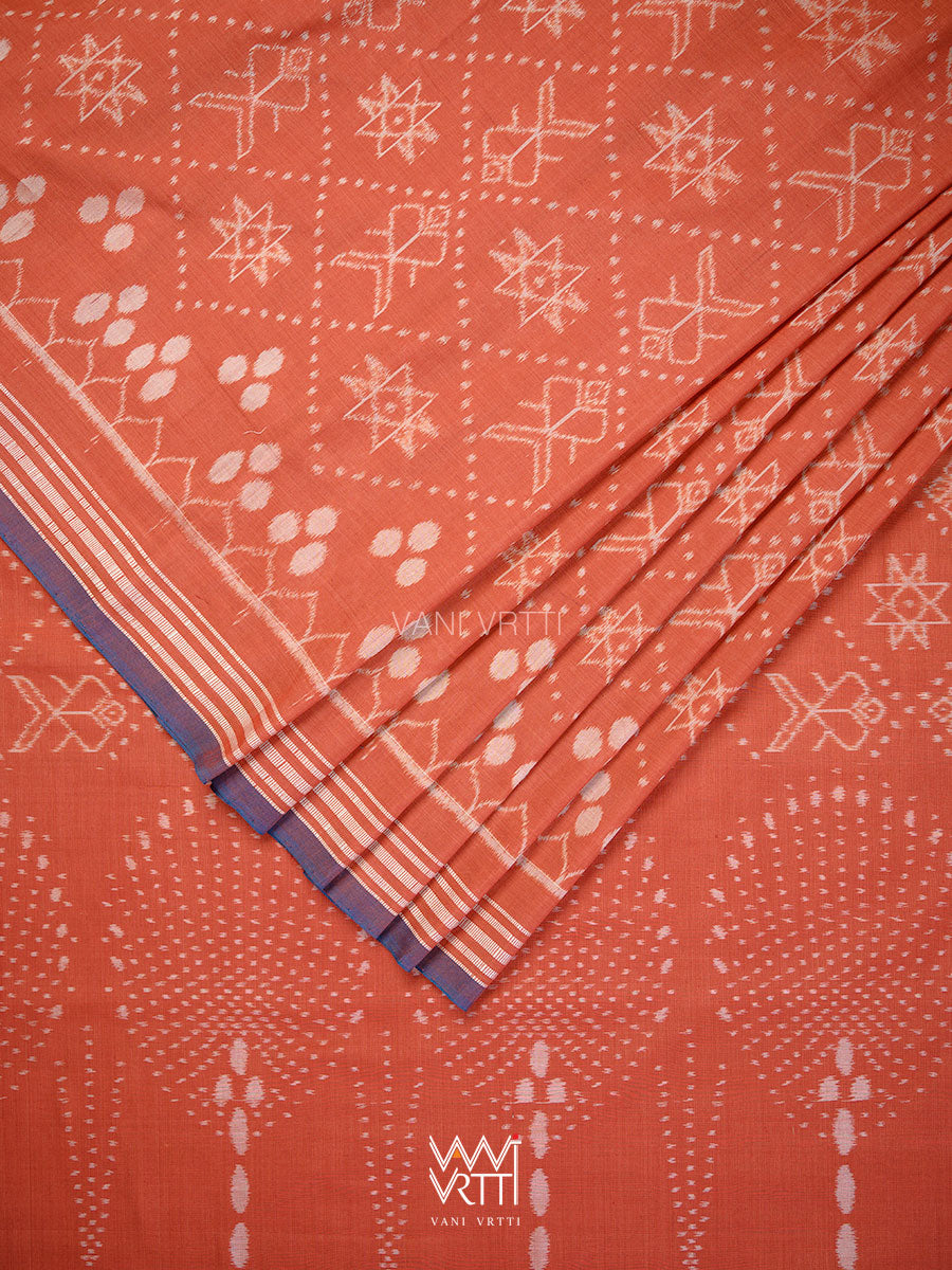 Manjistha Red Revival Jotai Natural Dyed Cotton Ikat Saree