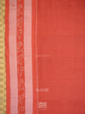 Indigo Blue Madder Matsya Checks Natural Dyed Cotton Ikat Saree