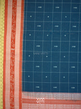 Indigo Blue Madder Matsya Checks Natural Dyed Cotton Ikat Saree