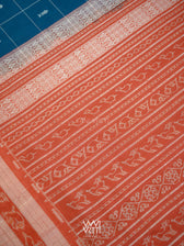Indigo Blue Madder Matsya Checks Natural Dyed Cotton Ikat Saree