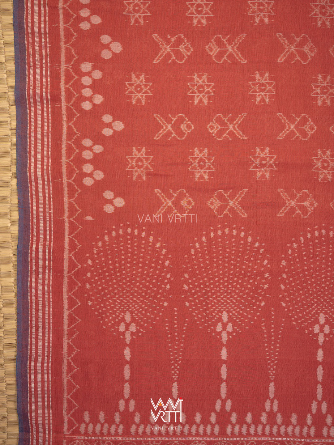 Manjistha Red Matsya Jotai  Natural Dyed Cotton Ikat Saree