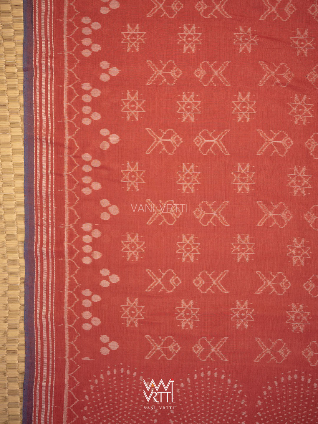 Manjistha Red Matsya Jotai  Natural Dyed Cotton Ikat Saree