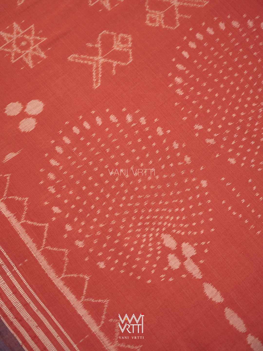 Manjistha Red Matsya Jotai  Natural Dyed Cotton Ikat Saree