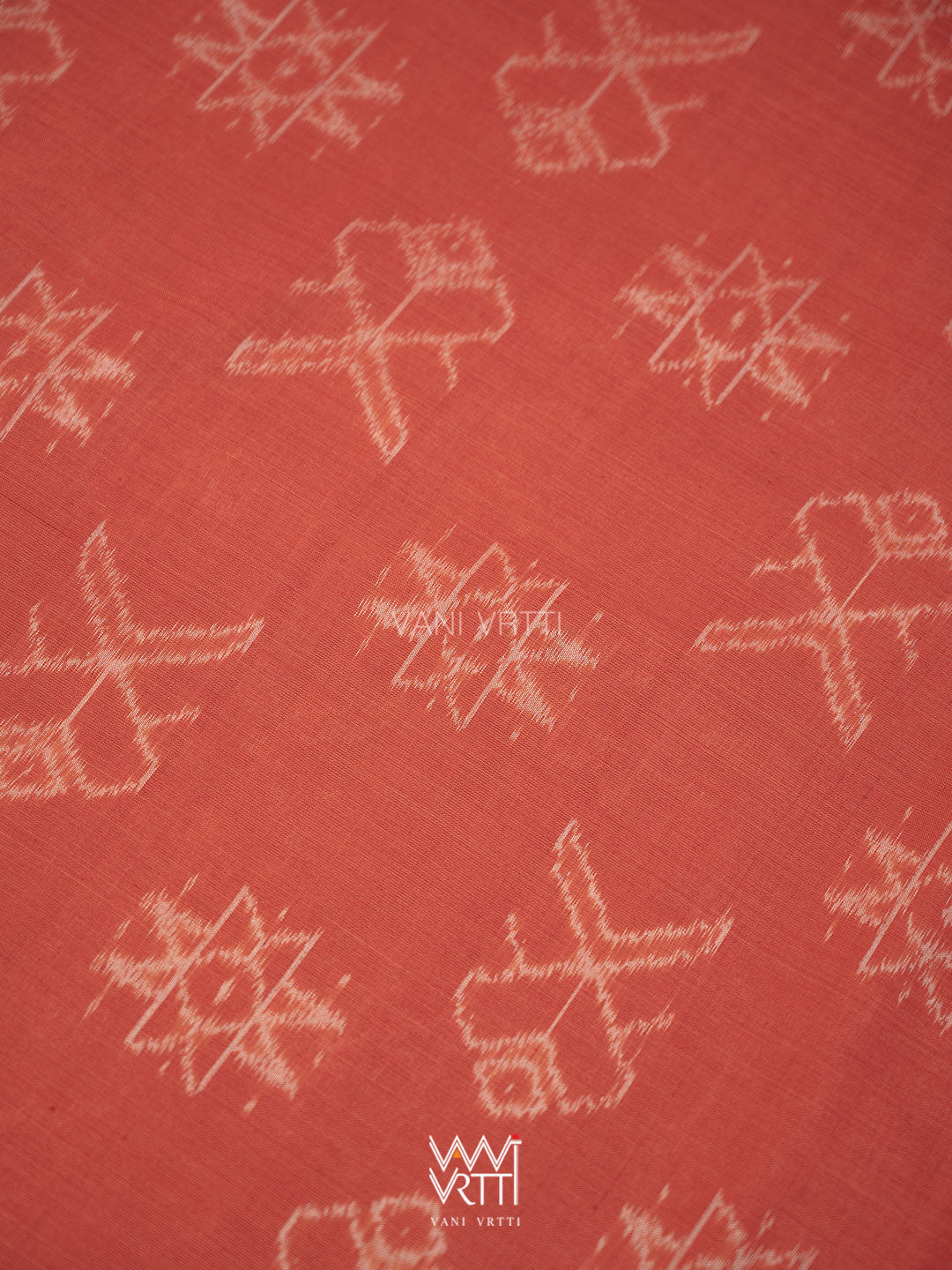Manjistha Red Matsya Jotai  Natural Dyed Cotton Ikat Saree