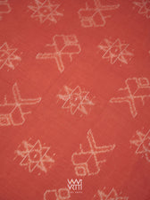 Manjistha Red Matsya Jotai  Natural Dyed Cotton Ikat Saree