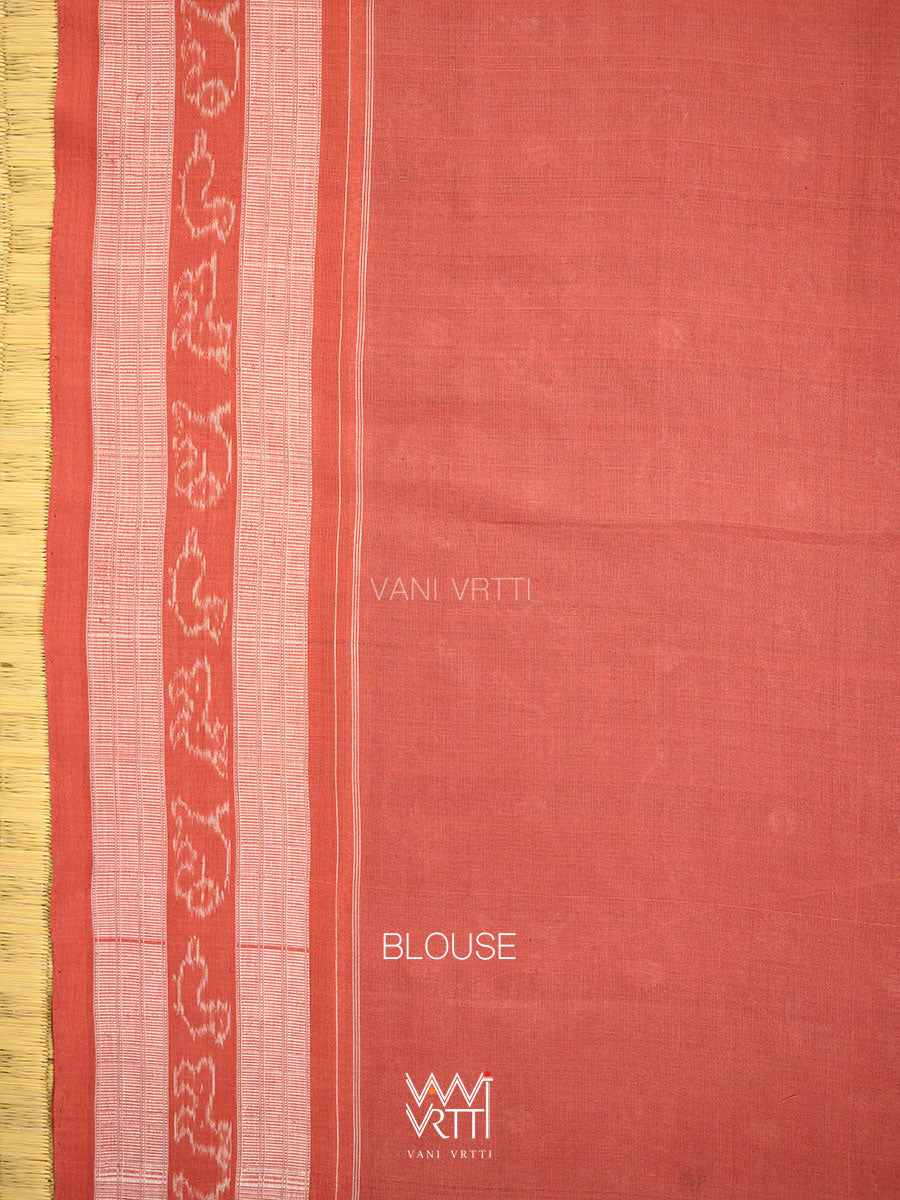 Indigo Blue Red Hiran Sunaya  Natural Dyed Cotton Ikat Saree