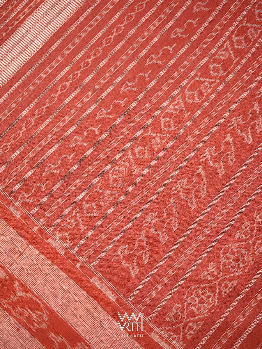 Indigo Blue Red Hiran Sunaya  Natural Dyed Cotton Ikat Saree