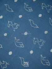 Indigo Blue Red Hiran Sunaya  Natural Dyed Cotton Ikat Saree