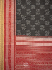 Black Red Lion Natural Dyed Cotton Ikat Saree