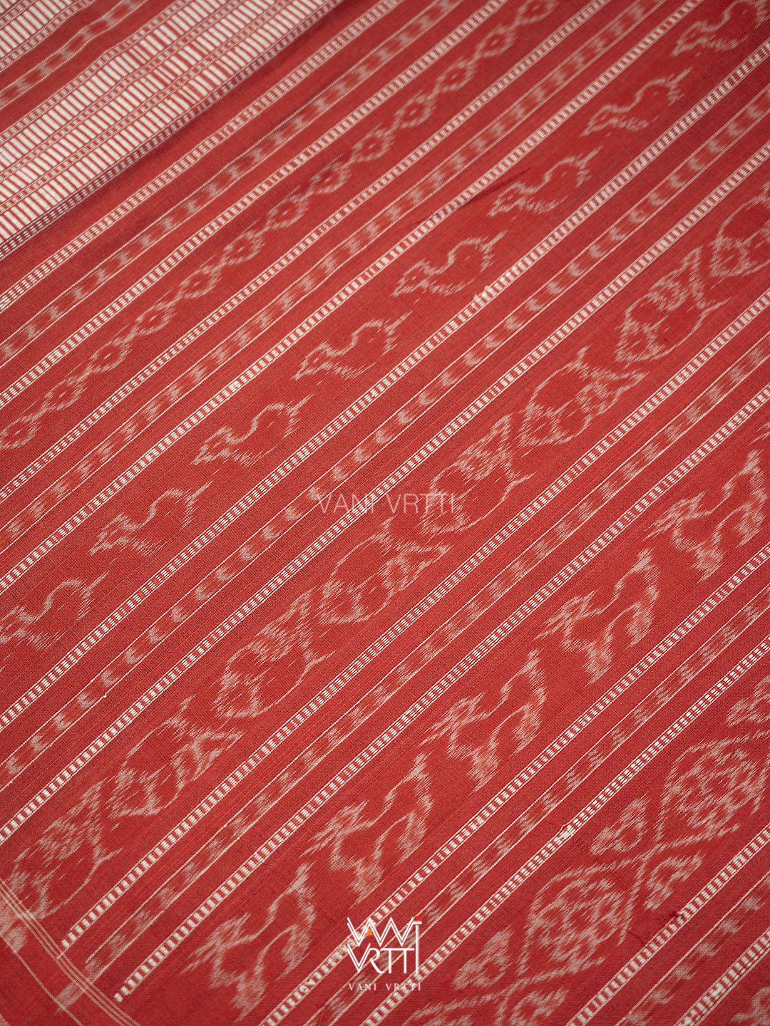 Black Red Lion Natural Dyed Cotton Ikat Saree