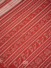 Black Red Lion Natural Dyed Cotton Ikat Saree