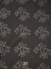 Black Red Lion Natural Dyed Cotton Ikat Saree