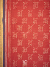 Madder Elephant Natural Dyed Cotton Ikat Saree