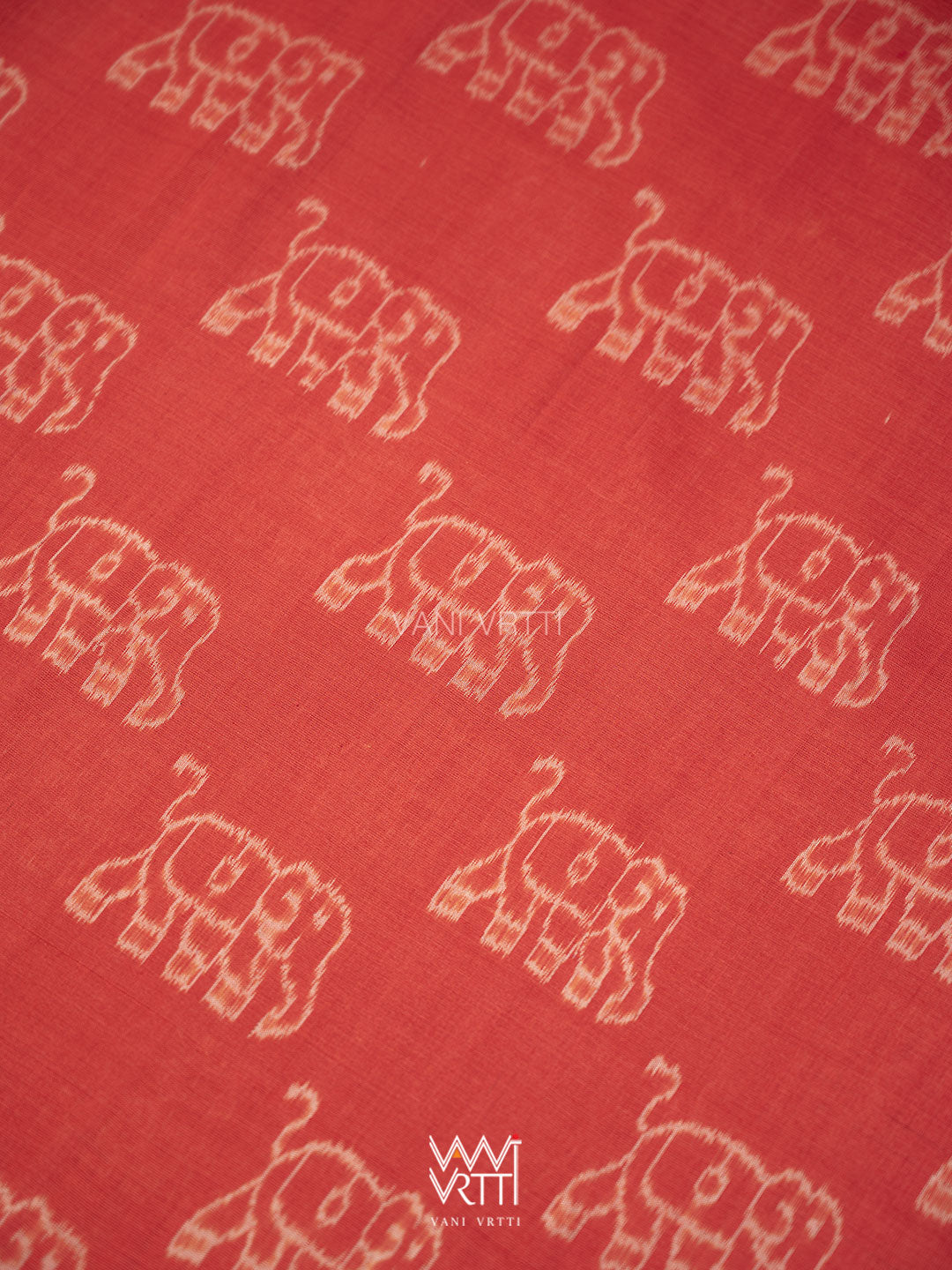 Madder Elephant Natural Dyed Cotton Ikat Saree