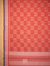 Manjistha Red Singha Lion Natural Dyed Cotton Ikat Saree