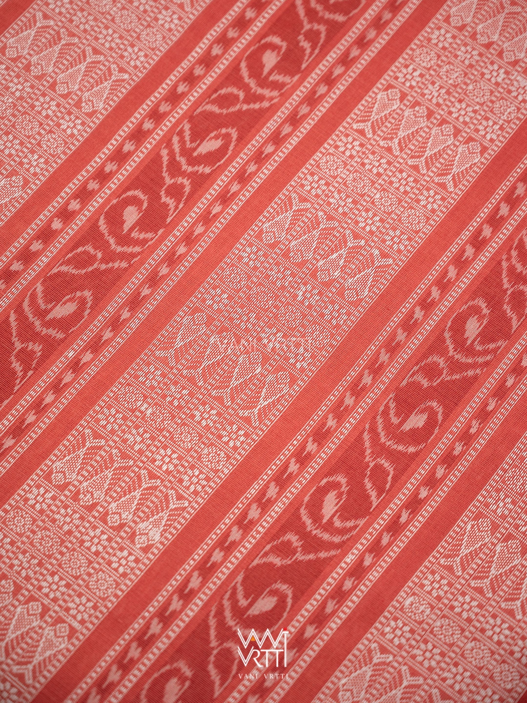 Manjistha Red Singha Lion Natural Dyed Cotton Ikat Saree