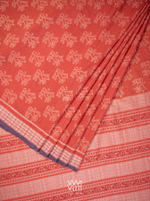 Manjistha Red Singha Lion Natural Dyed Cotton Ikat Saree