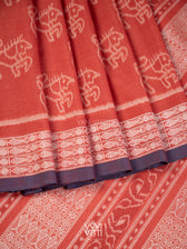 Manjistha Red Singha Lion Natural Dyed Cotton Ikat Saree