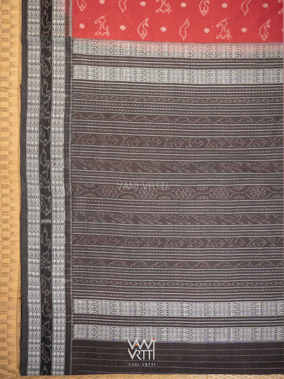 Madder Black Hiran Sunya Natural Dyed Cotton Ikat Saree