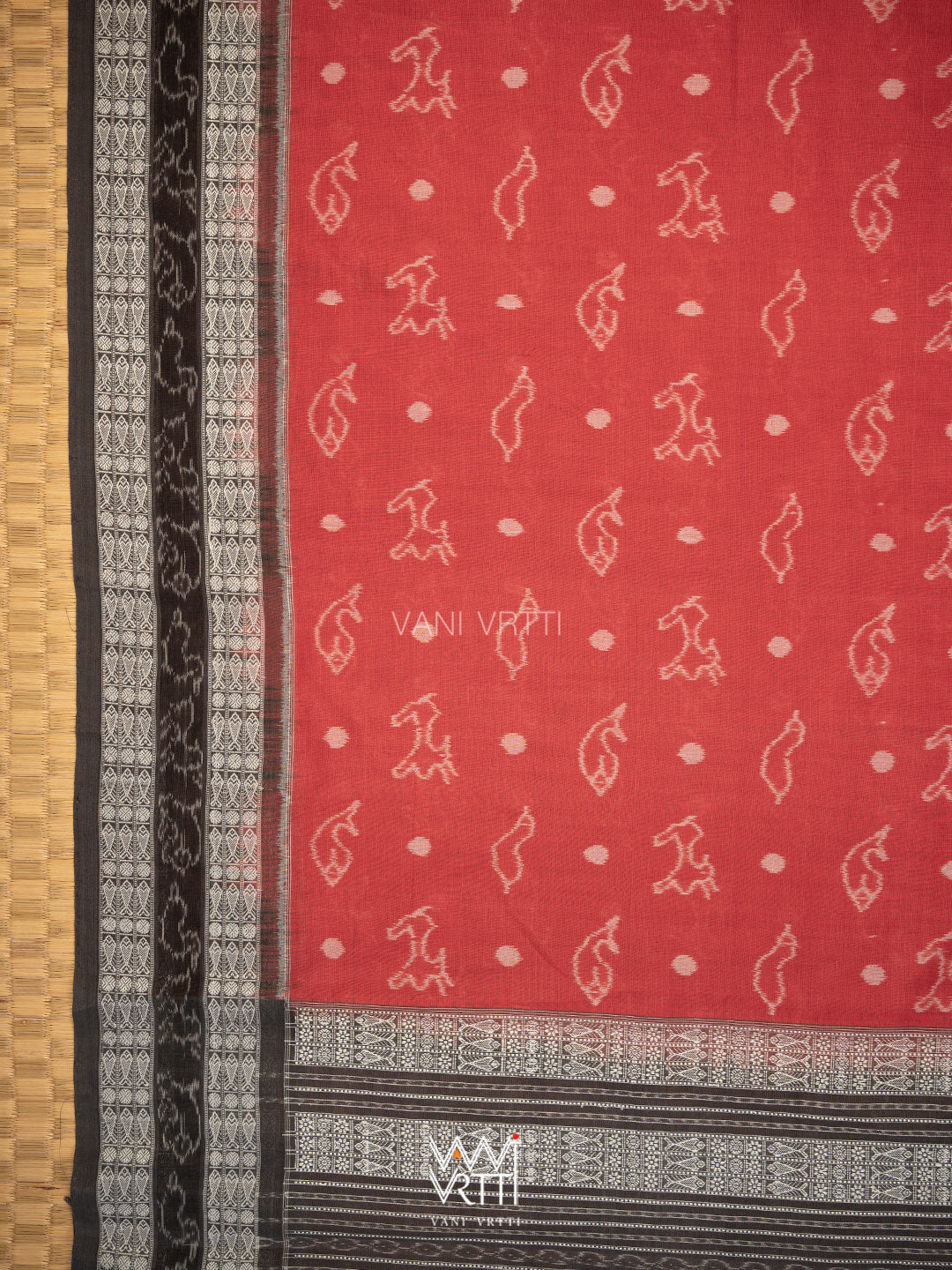 Madder Black Hiran Sunya Natural Dyed Cotton Ikat Saree
