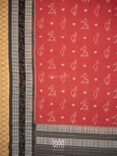 Madder Black Hiran Sunya Natural Dyed Cotton Ikat Saree