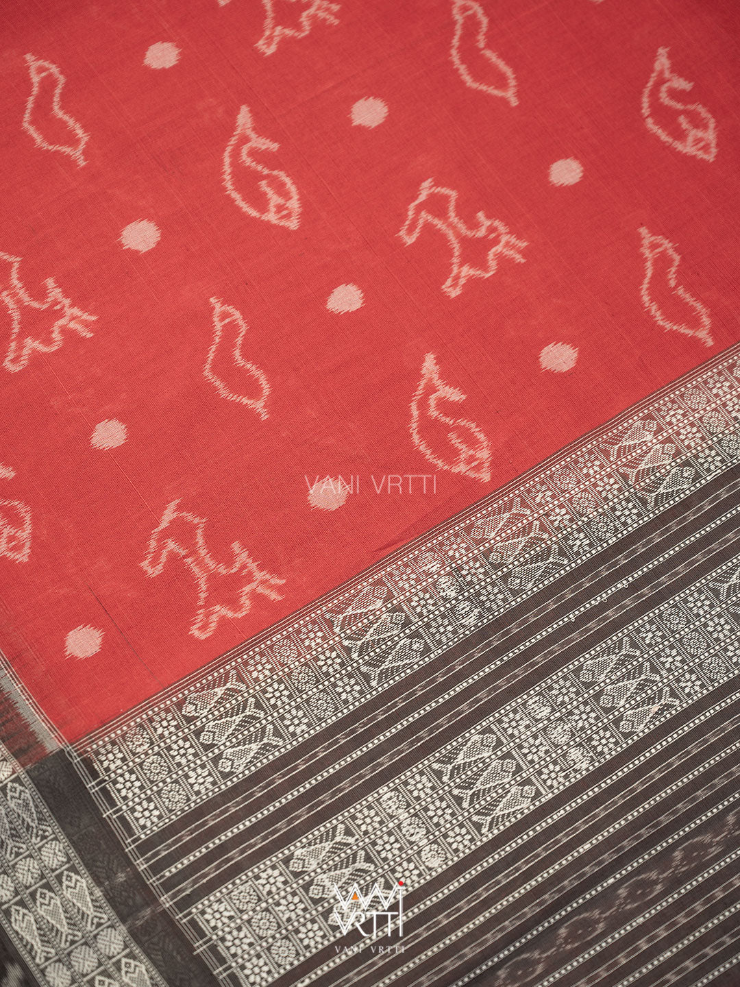 Madder Black Hiran Sunya Natural Dyed Cotton Ikat Saree