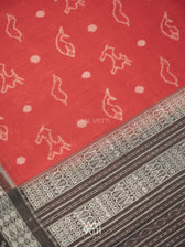 Madder Black Hiran Sunya Natural Dyed Cotton Ikat Saree