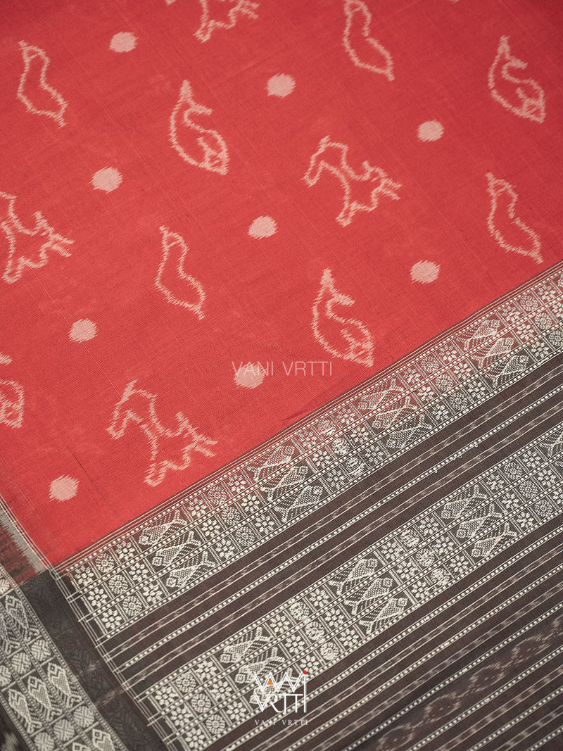 Madder Black Hiran Sunya Natural Dyed Cotton Ikat Saree