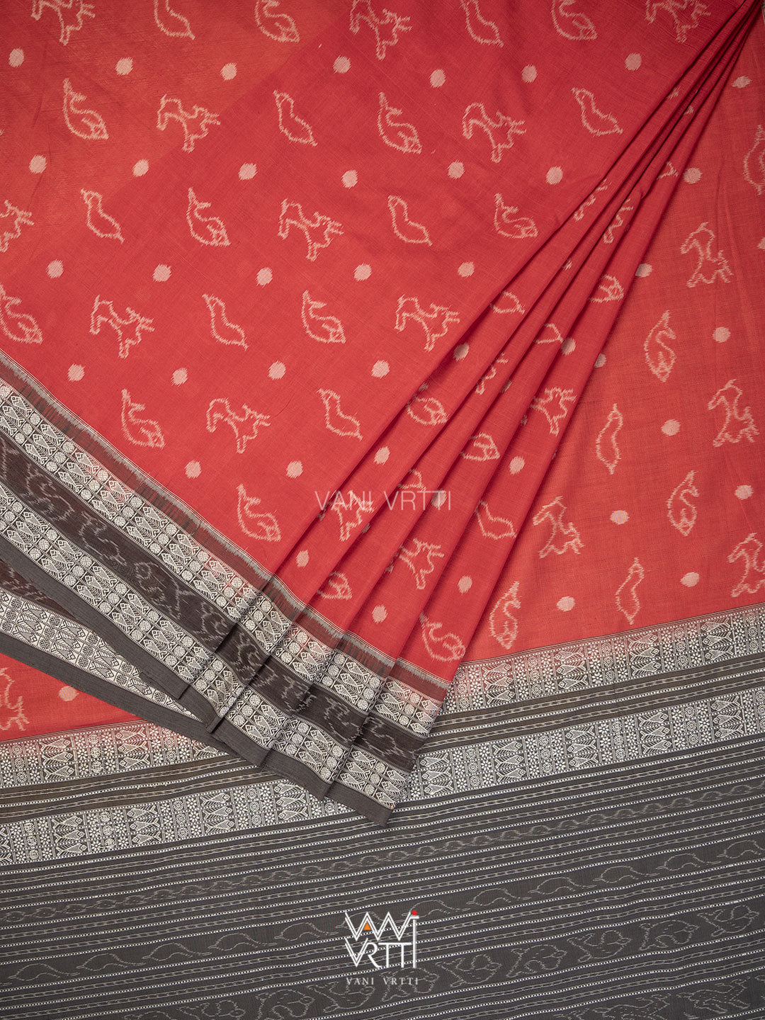 Madder Black Hiran Sunya Natural Dyed Cotton Ikat Saree